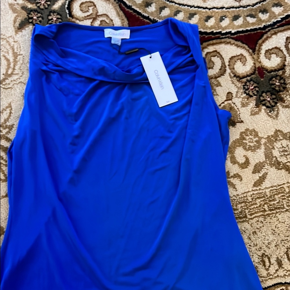 Calvin Klein Vibrant Blue Cowl Neck Top
